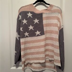 Women's Star Pattern Sweater - Pink and Gray
